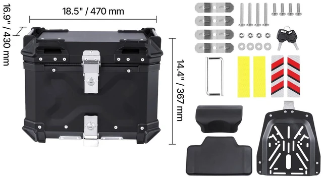 Alt view image 3 of 7 - 55L Motorcycle Top Case Universal Motorbike Tail Box with Leather Lining