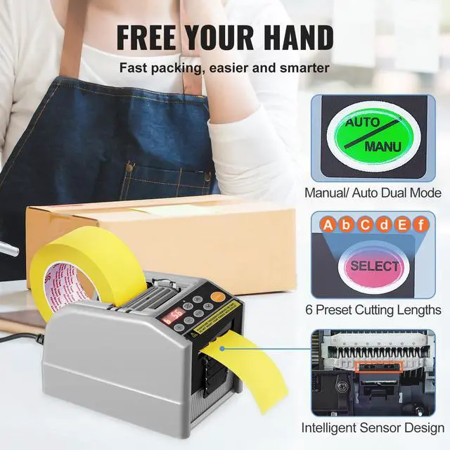 Alt view image 4 of 7 - Automatic Tape Dispenser Adhesive Electric Tape Cutter Packaging Machine Tape Cutting Machine 6-60mm Tape Width
