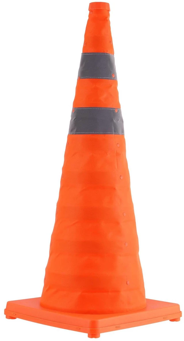 Alt view image 2 of 7 - Safety Cones, 4 Pack 28 inch Collapsible Traffic Cones, Construction Cones with Reflective Collars, Wide Base and A Storage Bag, for Traffic Control, Driving Training, Parking Lots