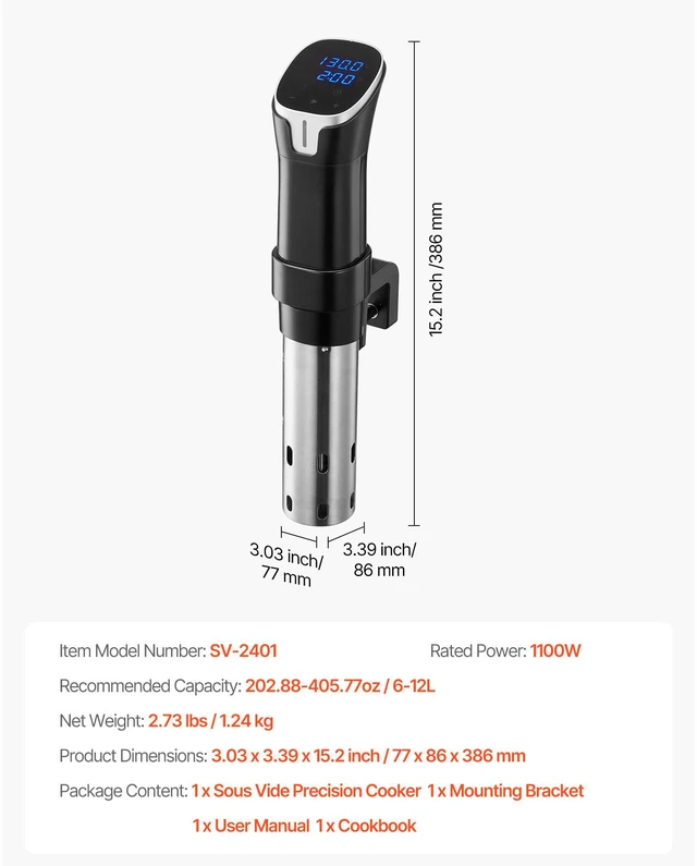Alt view image 5 of 7 - Sous Vide Precision Cooker, 1100W Sous-Vide Cooking Machine, WIFI Immersion Circulator with LED Digital Display, Fast-Heating, Accurate Temperature & Timer Control, SUS304 Stainless Steel
