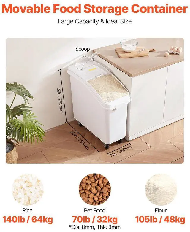 Alt view image 3 of 7 - 21 Gallon Ingredient Bin with Scoop 400 Cup Ingredient Bin with Sliding Lid Commercial Food Storage for Kitchen