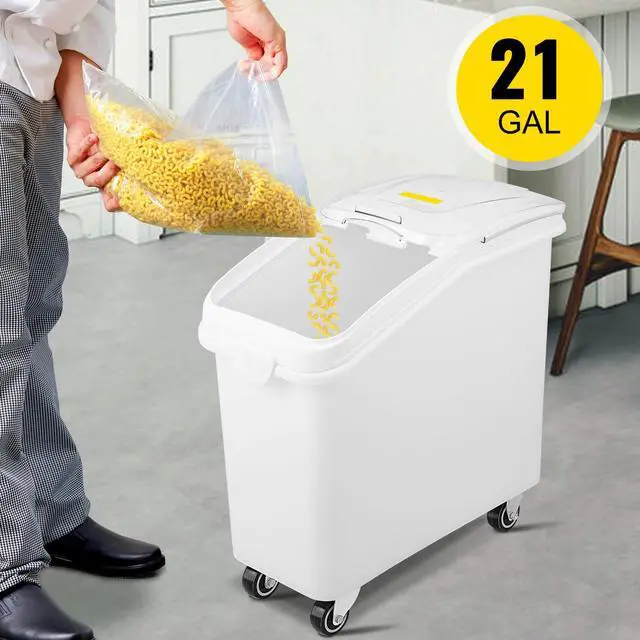Alt view image 2 of 7 - 21 Gallon Ingredient Bin with Scoop 400 Cup Ingredient Bin with Sliding Lid Commercial Food Storage for Kitchen