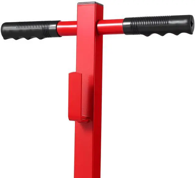Alt view image 3 of 7 - Low Profile Oil Drain Pan, 20 Gallon Capacity, Rolling Oil Drain Pan with Manual Pump, 7.2 ft Hose & T Folding Handle, Leak-proof & Corrosion-resistant, Fit for Cars, SUVs, Trucks, ATVs, Red