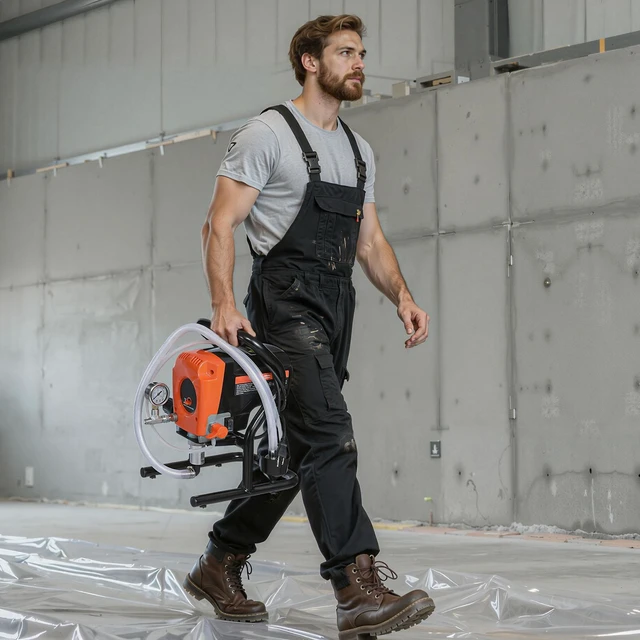Alt view image 2 of 7 - Stand Airless Paint Sprayer, 900W, 3300PSI High Pressure Airless Sprayer, Cleaning Brush, Hose, Extension Rod, Nozzles, Electric Spray Paint Machine for Interior or Exterior of House, Fence