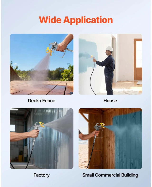 Alt view image 3 of 7 - Stand Airless Paint Sprayer, 900W, 3300PSI High Pressure Airless Sprayer, Cleaning Brush, Hose, Extension Rod, Nozzles, Electric Spray Paint Machine for Interior or Exterior of House, Fence