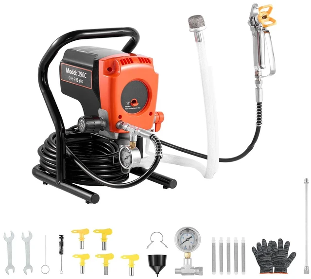 Main image of Stand Airless Paint Sprayer, 900W, 3300PSI High Pressure Airless Sprayer, Cleaning Brush, Hose, Extension Rod, Nozzles, Electric Spray Paint Machine for Interior or Exterior of House, Fence
