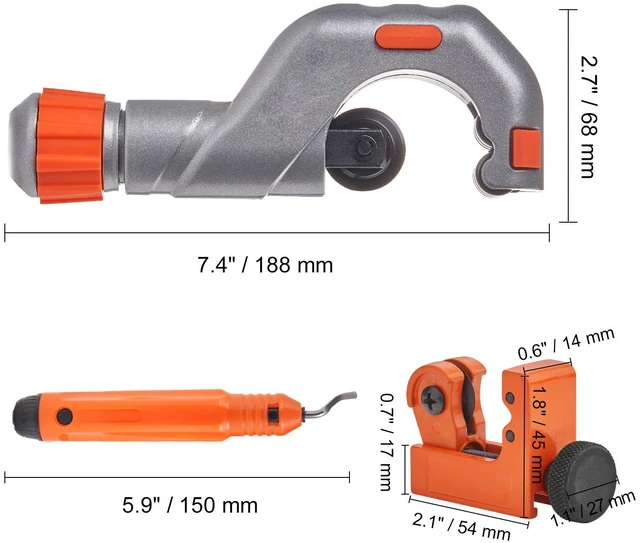 Alt view image 2 of 7 - 3PCS Tubing Cutter Set - Heavy Duty Pipe Cutter 3/16"-2"OD, Mini Tube Cutter 1/8"-7/8" & Deburring Tool, Professional Ultimate Pipe Cutter Set for Stainless Steel, Copper, Aluminum, Plastic Pipe