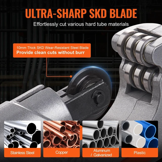 Alt view image 5 of 7 - 3PCS Tubing Cutter Set - Heavy Duty Pipe Cutter 3/16"-2"OD, Mini Tube Cutter 1/8"-7/8" & Deburring Tool, Professional Ultimate Pipe Cutter Set for Stainless Steel, Copper, Aluminum, Plastic Pipe