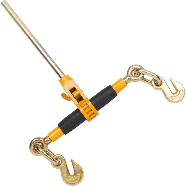 Alt view image 3 of 7 - Ratchet Chain Binder, 3/8"-1/2" Heavy Duty Load Binders, with G80 Hooks 12000 lbs Secure Load Limit, Labor-saving Anti-skid Handle, Tie Down Hauling Chain Binders for Flatbed Truck Trailer, 4 Pc