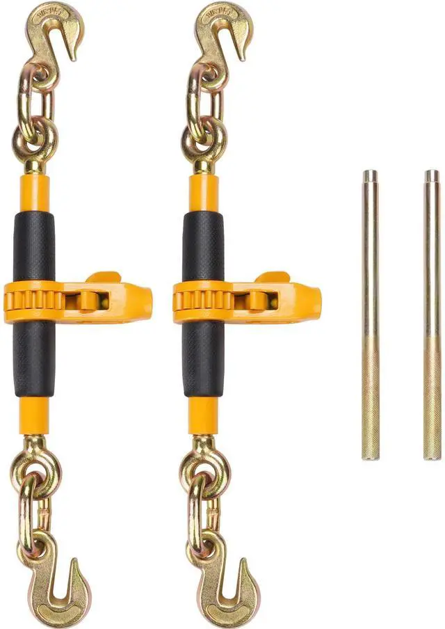 Alt view image 5 of 7 - Ratchet Chain Binder, 3/8"-1/2" Heavy Duty Load Binders, with G80 Hooks 12000 lbs Secure Load Limit, Labor-saving Anti-skid Handle, Tie Down Hauling Chain Binders for Flatbed Truck Trailer, 4 Pc
