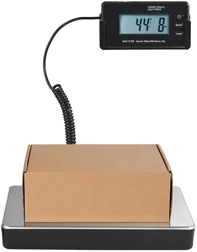 Alt view image 2 of 6 - Digital Shipping Scale, 440 lbs x 1.7 oz. Heavy Duty Postal Scale with Timer, Tare Function, HD LCD Screen Portable Package Scale for Luggage, Home, Post Office, AC/DC Powered, FCC Listed