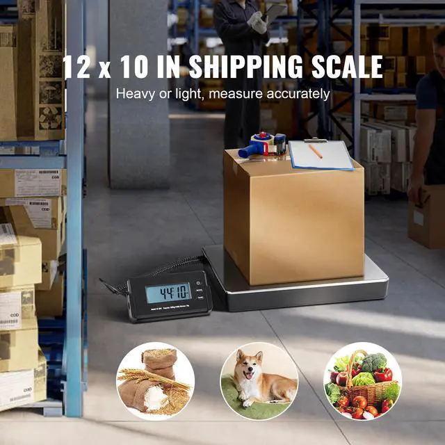 Alt view image 5 of 6 - Digital Shipping Scale, 440 lbs x 1.7 oz. Heavy Duty Postal Scale with Timer, Tare Function, HD LCD Screen Portable Package Scale for Luggage, Home, Post Office, AC/DC Powered, FCC Listed