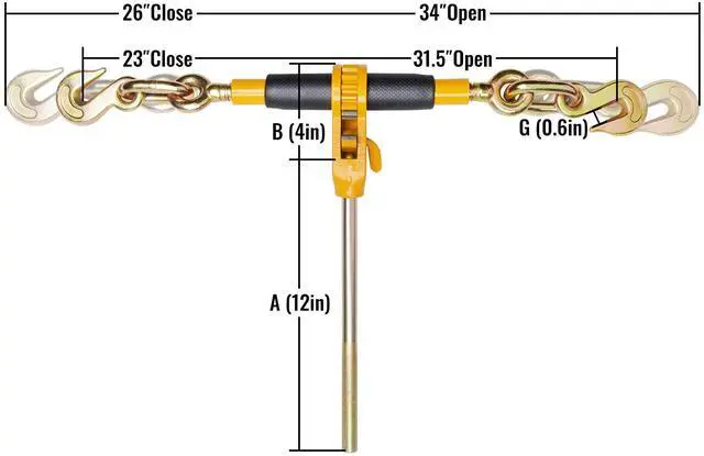 Alt view image 7 of 7 - Ratchet Chain Binder, 3/8"-1/2" Heavy Duty Load Binders, with G80 Hooks 12000 lbs Secure Load Limit, Labor-saving Anti-skid Handle, Tie Down Hauling Chain Binders for Flatbed Truck Trailer, 4 Pc