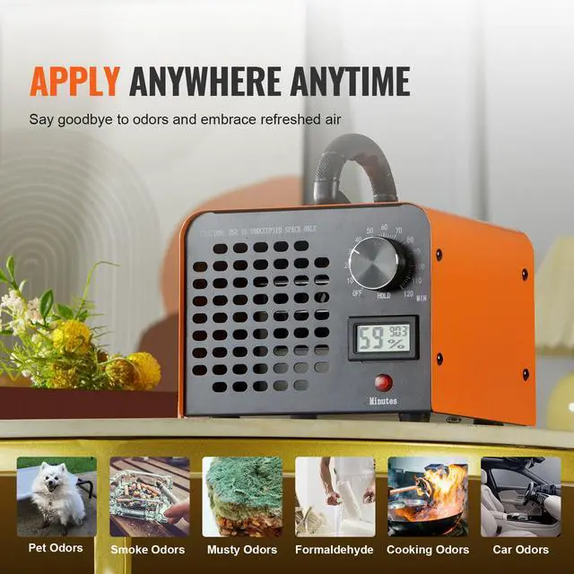 Alt view image 3 of 7 - Ozone Generator, 12000mg/h Ozone Machine Odor Remover, High Capacity Commercial/Industrial Ozone Generator Machine, Home Air Ionizers Deodorizer with 0-120 min Time Setting for Rooms, Cars, Pets