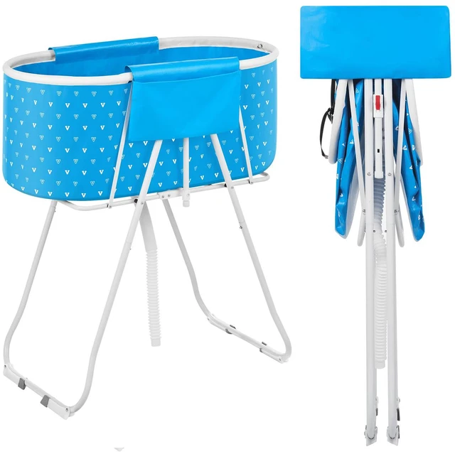 Main image of Foldable Dog Bathtub Elevated Light Blue Bathing Station for Small & Medium Pets