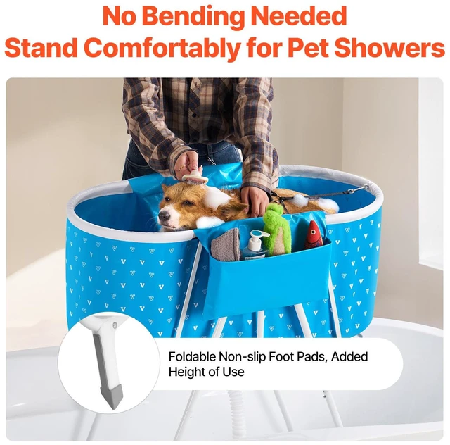 Alt view image 5 of 7 - Foldable Dog Bathtub Elevated Light Blue Bathing Station for Small & Medium Pets