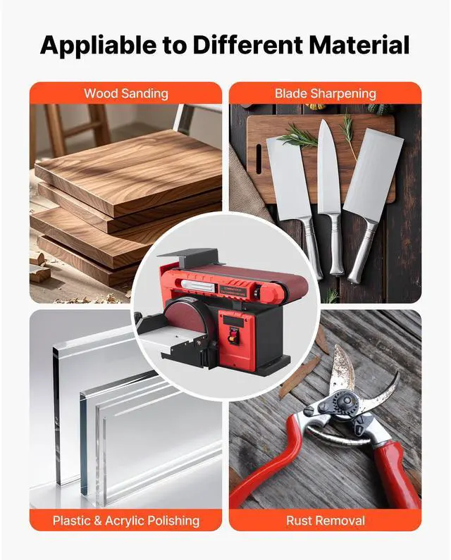 Alt view image 3 of 7 - 6" Disc Sander & 4" x 36" Belt Sander, 400W Professional Belt Disc Sanders Combo with 0 - 45° Adjustable Worktable & Dust Collection Port for Woodworking, Knife Sharpening, DIY Crafting
