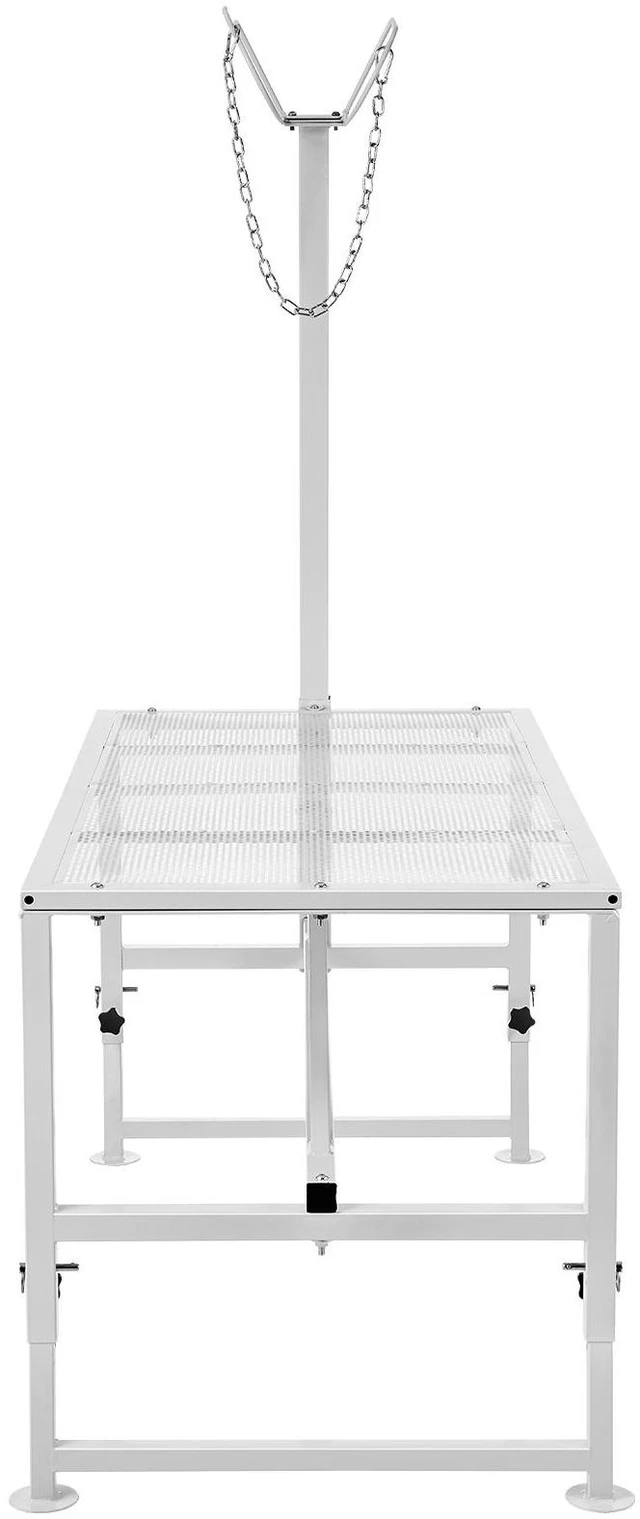 Alt view image 2 of 7 - Goat & Sheep Stand, 51x23 inch Livestock Stand, Metal Livestock Milking and Shearing Stand 21" to 33" Adjustable Height, with Headpiece and Nose Loop, 500lbs Loading Weight, White