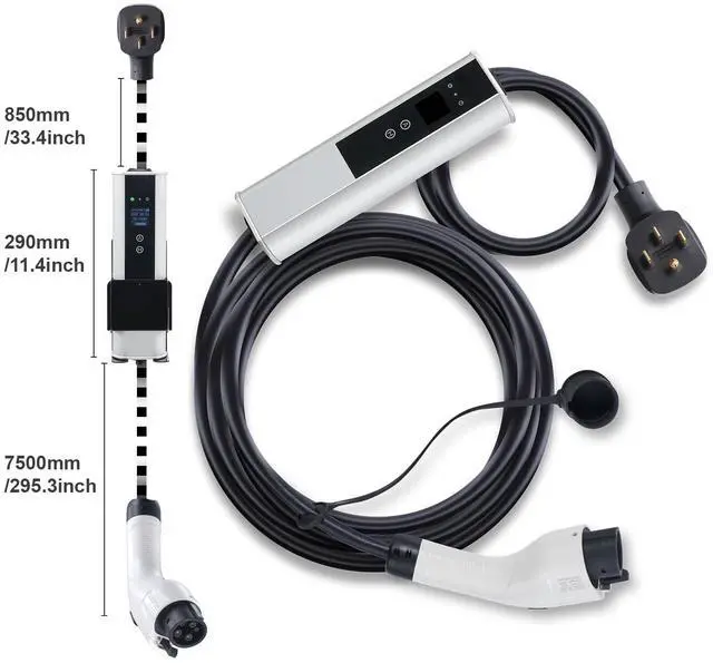 Alt view image 4 of 7 - Level 2 Portable EV Charger, 40A 240V, Electric Vehicle Charger with 25 ft Charging Cable NEMA 14-50P Plug, 40A/32A/24A/16A Adjustable Current Plug-in Home EV Charging Station for SAE J1772 EVs