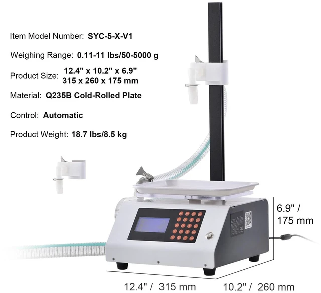 Alt view image 2 of 7 - Liquid Filling Machine, 50-5000 g Weighing Capacity, Automatic Bottle Filler Machine Bottling Machine Gear Pump Digital Control for Honey, Oil, Wine, Detergent, Viscous Liquids (Single Nozzle)