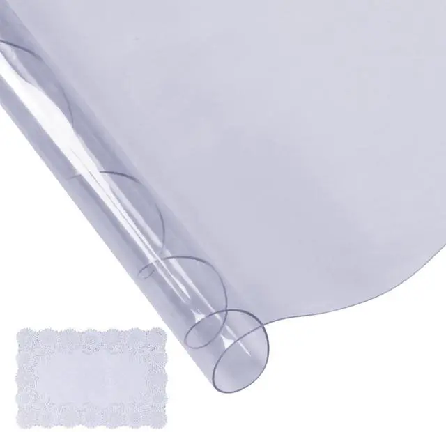 Alt view image 4 of 7 - Clear Table Cover Protector, 48 inch/1230 mm Round Table Cover, 1.5 mm Thick PVC Plastic Tablecloth, Waterproof Desktop Protector for Writing Desk, Coffee Table, Dining Room Table