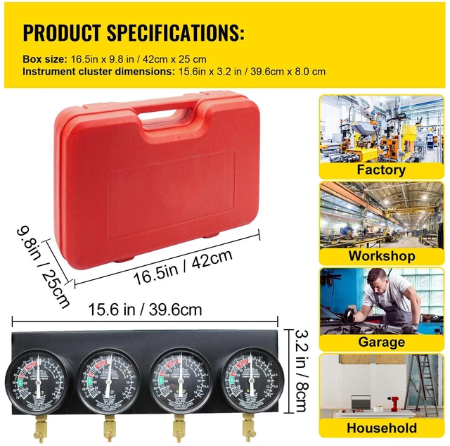 Alt view image 6 of 7 - Fuel Vacuum Carburetor Synchronize Tool Kit Fuel Vacuum Carburetor Synchronizer carb sync Gauge Set with Rubber Hose