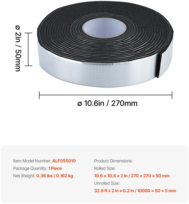 Alt view image 4 of 6 - Pipe Insulation Wrap 32.8FT x 2 in with Aluminum Foil Layer Self-Adhesive