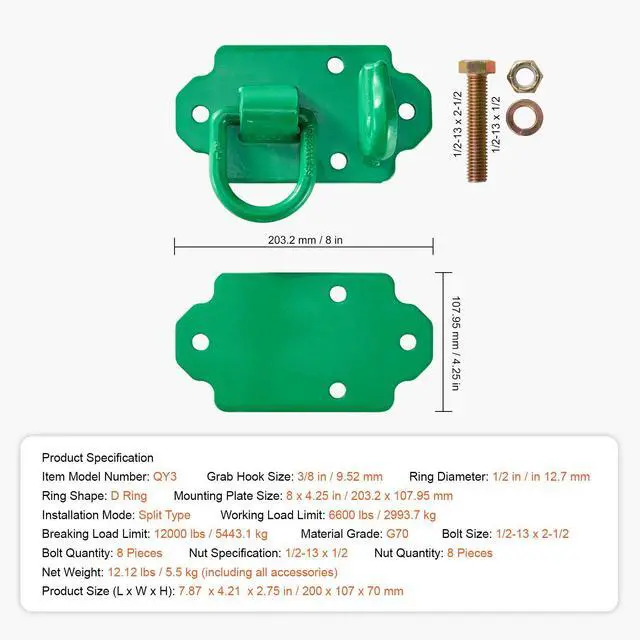 Alt view image 4 of 7 - 3/8" Tractor Bucket Hooks Grade 70 Steel Grab Hooks 12,000 lbs for RV UTV