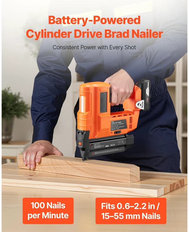 Alt view image 4 of 7 - Cordless Brad Nailer, 18 Gauge, 20V Battery Powered Nail Gun, with 500 pcs Nails, 2.0 Ah Li-ion Battery and Charger, Adjustable Nailing Depth, for Home Improvement, Woodworking, DIY Project