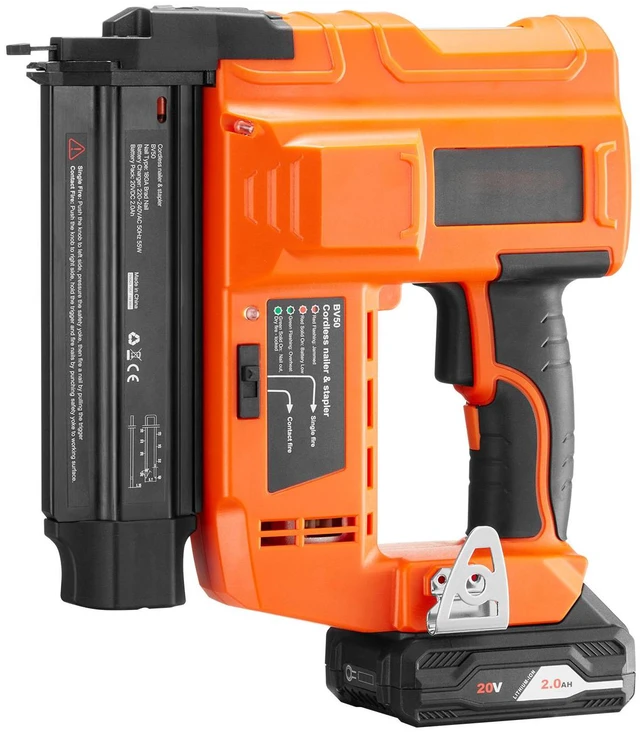 Alt view image 7 of 7 - Cordless Brad Nailer, 18 Gauge, 20V Battery Powered Nail Gun, with 500 pcs Nails, 2.0 Ah Li-ion Battery and Charger, Adjustable Nailing Depth, for Home Improvement, Woodworking, DIY Project