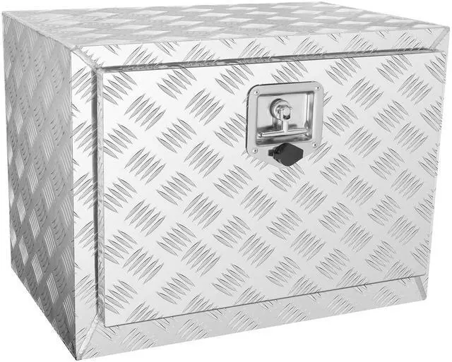 Alt view image 4 of 7 - Underbody Truck Box, 24"×14"×16" Pickup Storage Box, Heavy Duty Aluminum Diamond Plate Tool Box with Lock and Keys, Waterproof Trailer Storage Box with T-Handle Latch for Truck, Van, Trailer