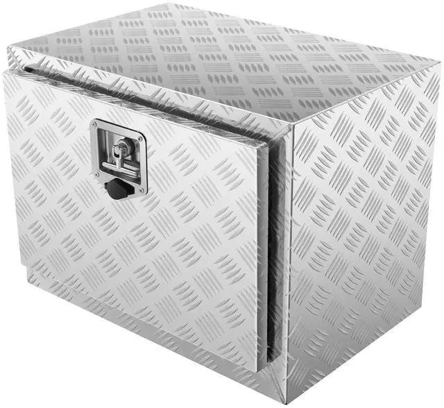 Alt view image 6 of 7 - Underbody Truck Box, 24"×14"×16" Pickup Storage Box, Heavy Duty Aluminum Diamond Plate Tool Box with Lock and Keys, Waterproof Trailer Storage Box with T-Handle Latch for Truck, Van, Trailer