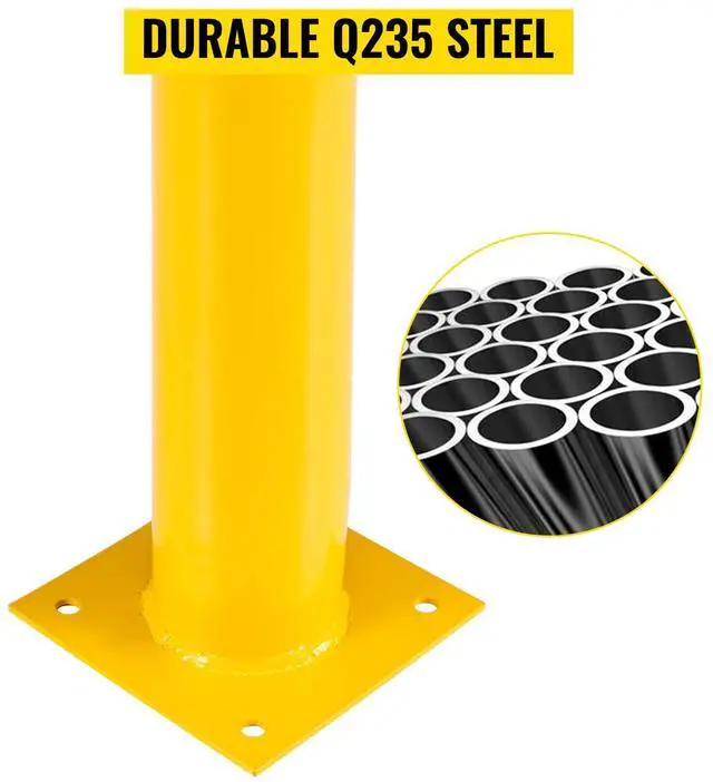 Alt view image 5 of 7 - Safety Bollard, 48 Inch Height Bollard Post, 5.5 Inch Diameter Steel Pipe Safety Bollard Post, Yellow Steel Bollard, Steel Safety Bollard with 8 Anchor Bolts, Perfect for Traffic-Sensitive Area