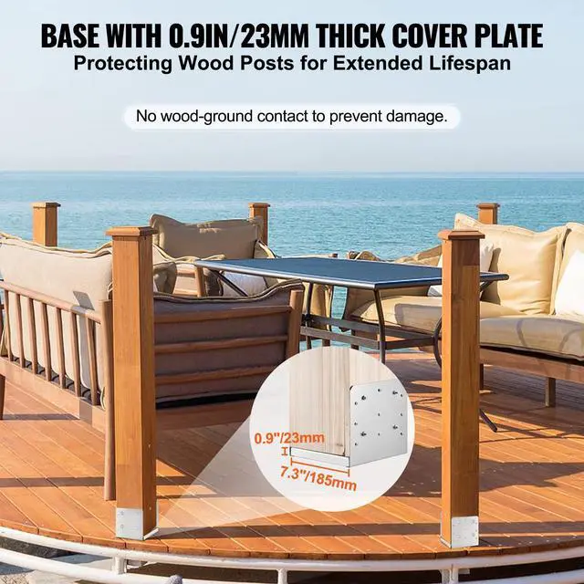 Alt view image 5 of 7 - 8"x 8" Post Base, 1Pcs Stainless Steel Adjustable Post Anchor Bracket(Internal 7.8 x 7.3"), Adjustable Post Base for Pavilion Deck Porch Handrail Railing Support Decorative Anchor Plate
