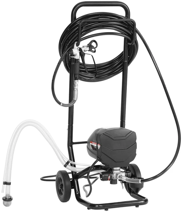 Alt view image 3 of 6 - Stand Airless Paint Sprayer, 650W, 3000PSI High Pressure Airless Sprayer with Cart, Cleaning Brush, Hose, Extension Rod, Nozzles, Electric Spray Paint Machine for House Exterior and Interior