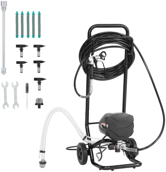 Main image of Stand Airless Paint Sprayer, 650W, 3000PSI High Pressure Airless Sprayer with Cart, Cleaning Brush, Hose, Extension Rod, Nozzles, Electric Spray Paint Machine for House Exterior and Interior