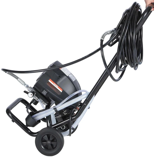 Alt view image 4 of 6 - Stand Airless Paint Sprayer, 650W, 3000PSI High Pressure Airless Sprayer with Cart, Cleaning Brush, Hose, Extension Rod, Nozzles, Electric Spray Paint Machine for House Exterior and Interior