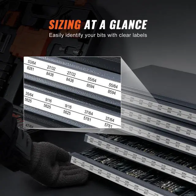Alt view image 4 of 7 - Drill Bit Dispenser Cabinet, Five-Drawer Drill Bit Organizer Cabinet for 33/64" to 63/64" Steel Drill Dispenser Organizer Cabinet with Labels, Stackable Drill Dispenser for Drill Bit Storage