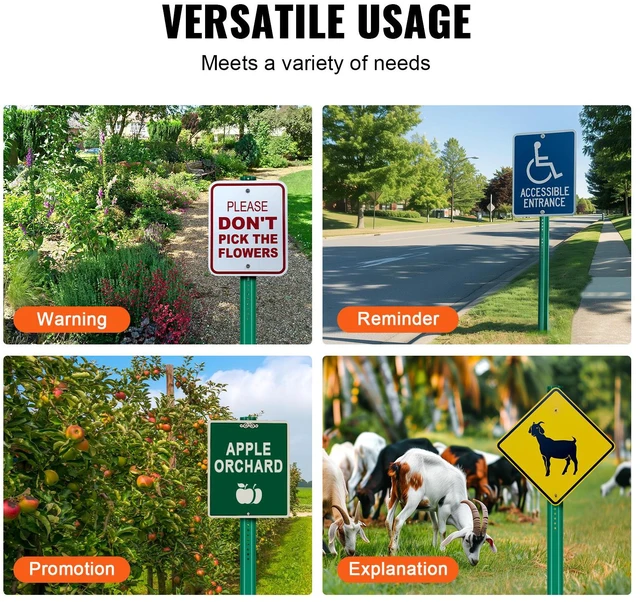 Alt view image 4 of 7 - 6FT U-Channel Sign Post, 4Pack Green Heavy Duty Steel Fixed Fence Post, Steel Fence U-Channel Sign for Garden, Courtyard, Farm or Traffic Intersection