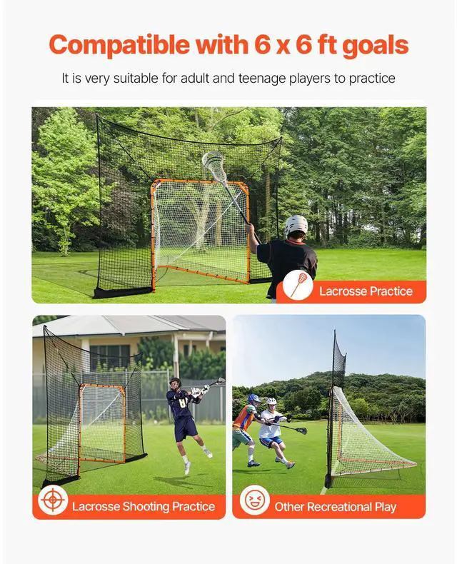 Alt view image 6 of 7 - 12x9 ft Hockey Lacrosse Goal Backstop Training Net Extended Coverage Net Only