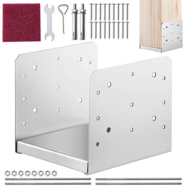 Alt view image 6 of 7 - 8"x 8" Post Base, 1Pcs Stainless Steel Adjustable Post Anchor Bracket(Internal 7.8 x 7.3"), Adjustable Post Base for Pavilion Deck Porch Handrail Railing Support Decorative Anchor Plate