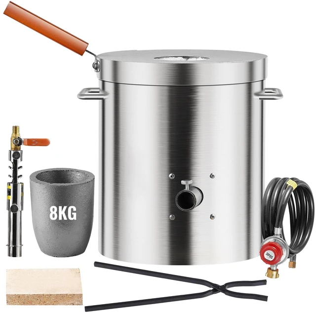 Alt view image 2 of 7 - Propane Melting Furnace Kit 8KG/18lbs with Crucible Tongs Metal Smelting