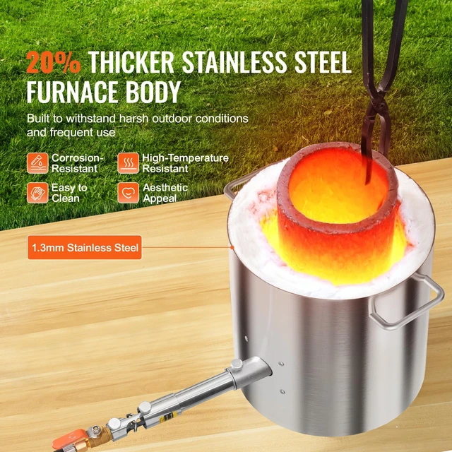 Alt view image 6 of 7 - Propane Melting Furnace Kit 8KG/18lbs with Crucible Tongs Metal Smelting