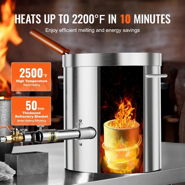 Alt view image 5 of 7 - Propane Melting Furnace Kit 8KG/18lbs with Crucible Tongs Metal Smelting