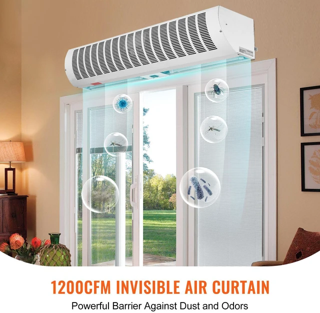 Alt view image 4 of 7 - 36" Commercial Indoor Air Curtain Super Power 2 Speeds 1200CFM, Wall Mounted Air Curtains for Doors, Indoor Over Door Fan with Heavy Duty Limit Switch, Easy-Install 110V Unheated