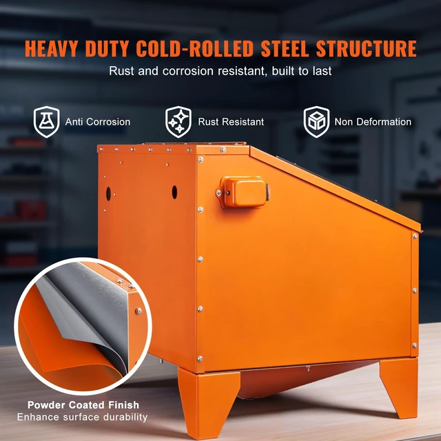 Alt view image 4 of 7 - 40 Gallon Sandblasting Cabinet, 40-120PSI Portable Benchtop Sand Blasting Cabinet, Heavy Duty Steel Sand Blaster with Blasting Gun & 4 Ceramic Nozzles for Paint, Stain, Rust Removal