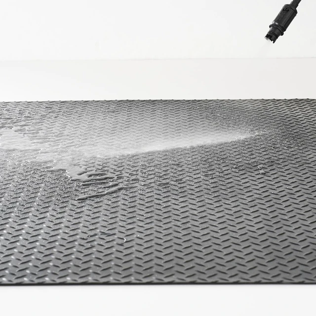 Alt view image 6 of 7 - Diamond-Plate Rubber Flooring Roll, 3 mm x 4 ft x 15 ft Garage Floor Mat, SBR Rubber Garage Flooring Roll, Easy to Clean, Diamond Plate Rubber Mat for Under Cars, Garage Industry Gym, Black