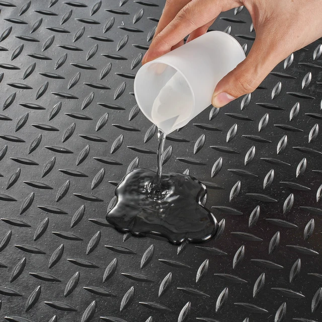 Alt view image 7 of 7 - Diamond-Plate Rubber Flooring Roll, 3 mm x 4 ft x 15 ft Garage Floor Mat, SBR Rubber Garage Flooring Roll, Easy to Clean, Diamond Plate Rubber Mat for Under Cars, Garage Industry Gym, Black