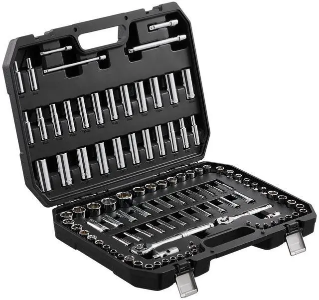 Alt view image 7 of 7 - Socket Set, 1/4" and 3/8" Drive Socket and Ratchet Set, 6-Point Socket Opening, 106 Pcs Tool Set SAE and Metric, Deep and Standard Sockets, 5/32-1 in, 5-19 mm, with Accessories, Storage Case