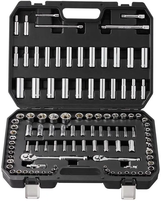 Alt view image 6 of 7 - Socket Set, 1/4" and 3/8" Drive Socket and Ratchet Set, 6-Point Socket Opening, 106 Pcs Tool Set SAE and Metric, Deep and Standard Sockets, 5/32-1 in, 5-19 mm, with Accessories, Storage Case